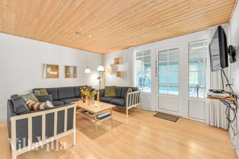 Sofahjørnet i luksushus 145 i Vestjylland.