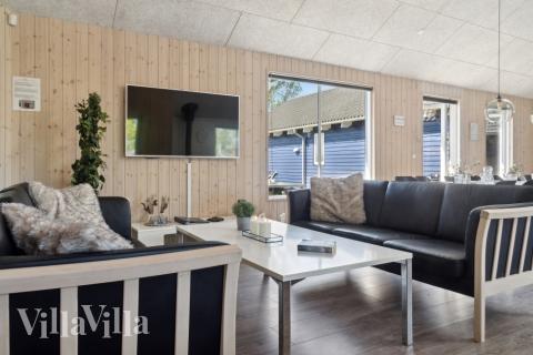 Sofaen i luksushus 314 i Lolland/Falster/Møn indbyder til brætspil eller at se en film sammen.