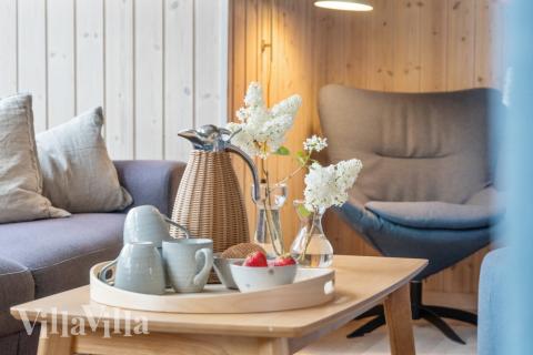 Sofahjørnet i luksushus 323 i Nordsjælland.