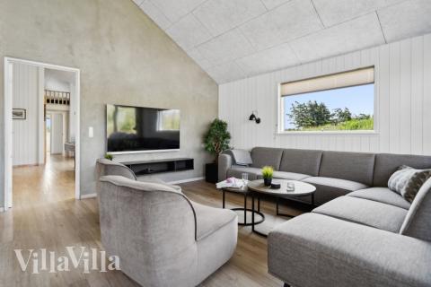 Sofahjørnet i luksushus 348 i Vestjylland.