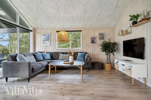 Sofahjørnet i luksushus 371 i Vestjylland.