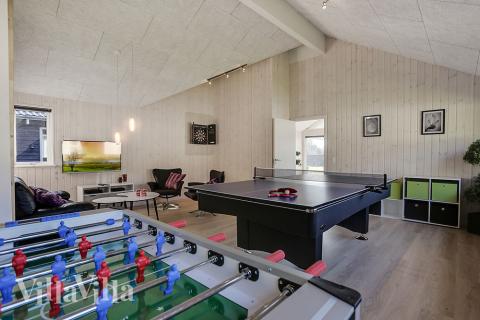 Dyst i sommerhusets aktivitetsrum, når I besøger luksushus nr. 378 i Nordsjælland.