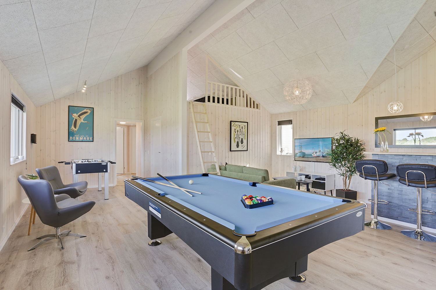 Ud over de mange timer, man kan bruge i husets pool-afdeling, så byder luksushus 405 også på billard/bordtennis og dart