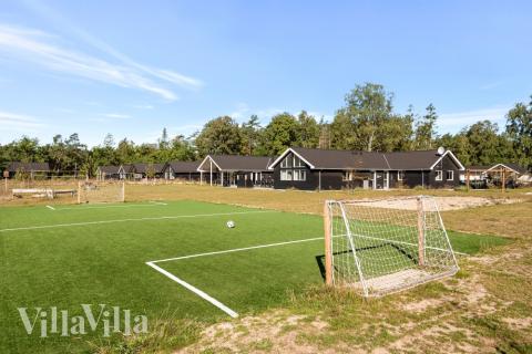 I det attraktive aktivitesrum i luksushus nr. 436 i Nordsjælland  er der masser af udendørs aktiviteter, f.eks. legetårn og gynge