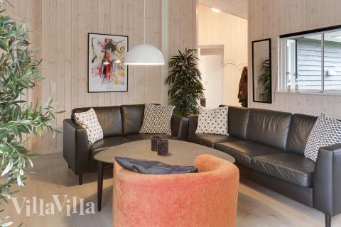 Sofaen i luksushus 469 i Lolland/Falster/Møn indbyder til brætspil eller at se en film sammen.