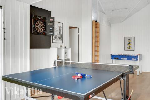 Dyst i sommerhusets aktivitetsrum, når I besøger luksushus nr. 496 i Sydjylland.