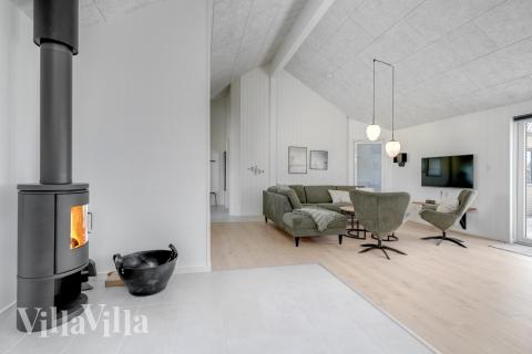 Sofahjørnet i luksushus 516 i Vestjylland.