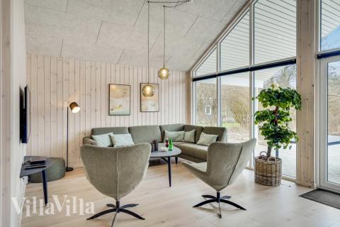 Sofahjørnet i luksushus 527 i Nordsjælland.