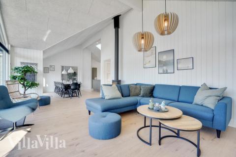 Sofahjørnet i luksushus 533 i Vestjylland.