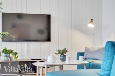 Sofahjørnet i luksushus 549 i Nordsjælland.