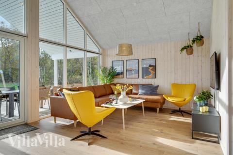 Sofahjørnet i luksushus 568 i Vestjylland.