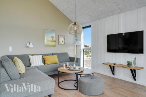 Sofahjørnet i luksushus 558 i Vestjylland.