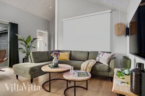 Sofahjørnet i luksushus 554 i Vestjylland.