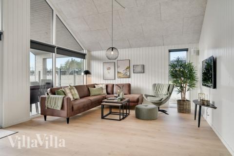 Sofahjørnet i luksushus 560 i Vestjylland.