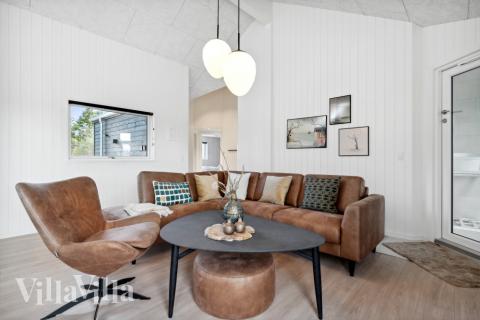 Sofahjørnet i luksushus 583 i Vestjylland.