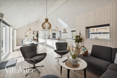 Sofahjørnet i luksushus 594 i Sydjylland.