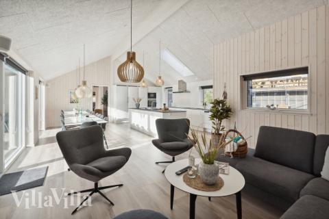 Sofahjørnet i luksushus 594 i Sydjylland.