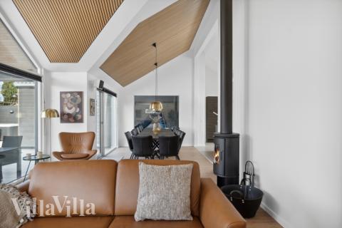 Sofahjørnet i luksushus 584 i Nordsjælland.