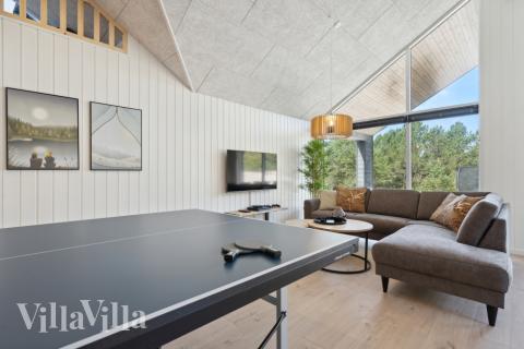 Dyst i sommerhusets aktivitetsrum, når I besøger luksushus nr. 585 i Vestjylland.