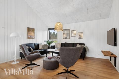 Sofahjørnet i luksushus 627 i Vestjylland.