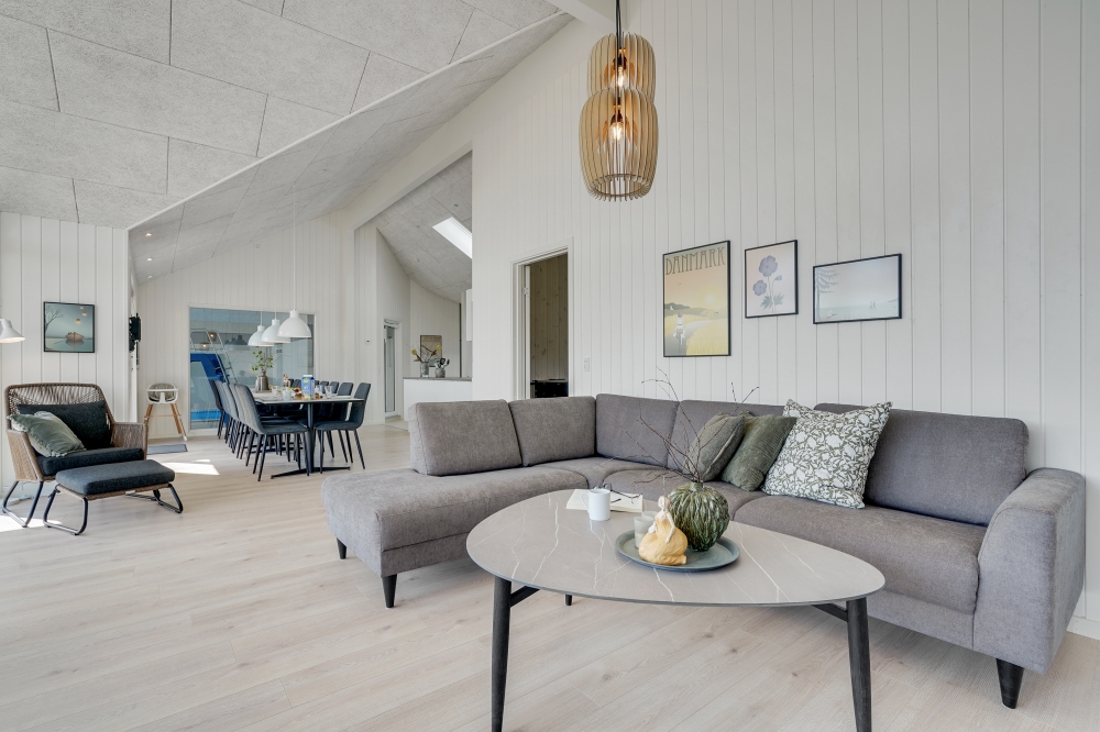 Sofahjørnet i luksushus 802 i Østjylland.