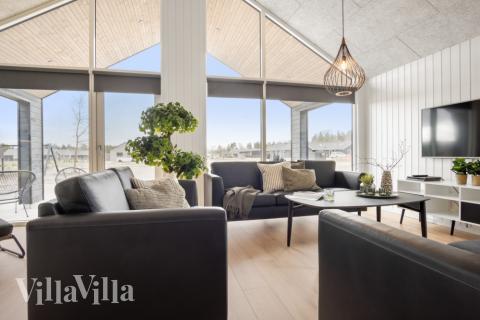 Sofahjørnet i luksushus 814 i Østjylland.