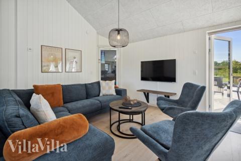 Sofahjørnet i luksushus 816 i Østjylland.