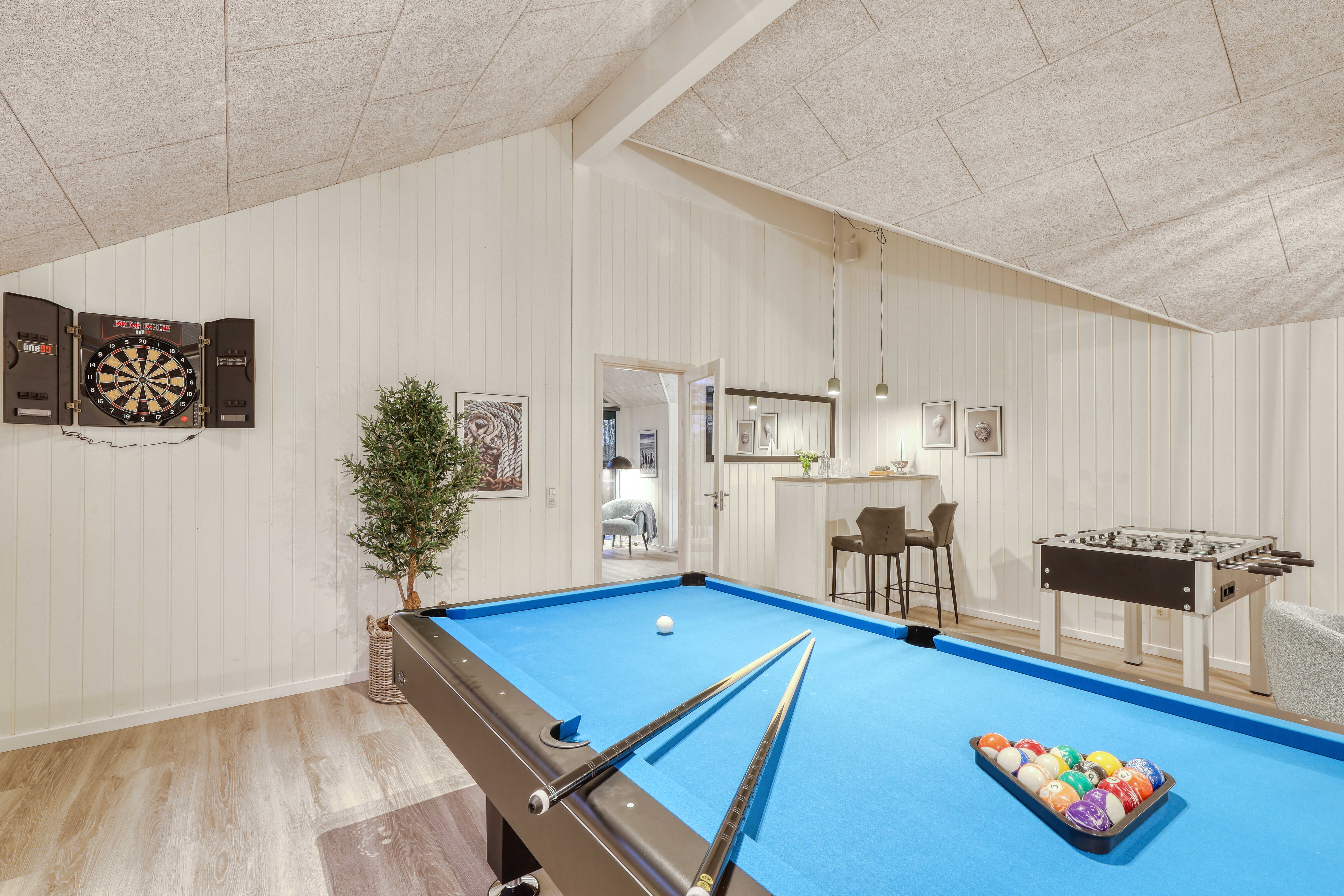 Ud over de mange timer, man kan bruge i husets pool-afdeling, så byder luksushus 763 også på billard/bordtennis og dart