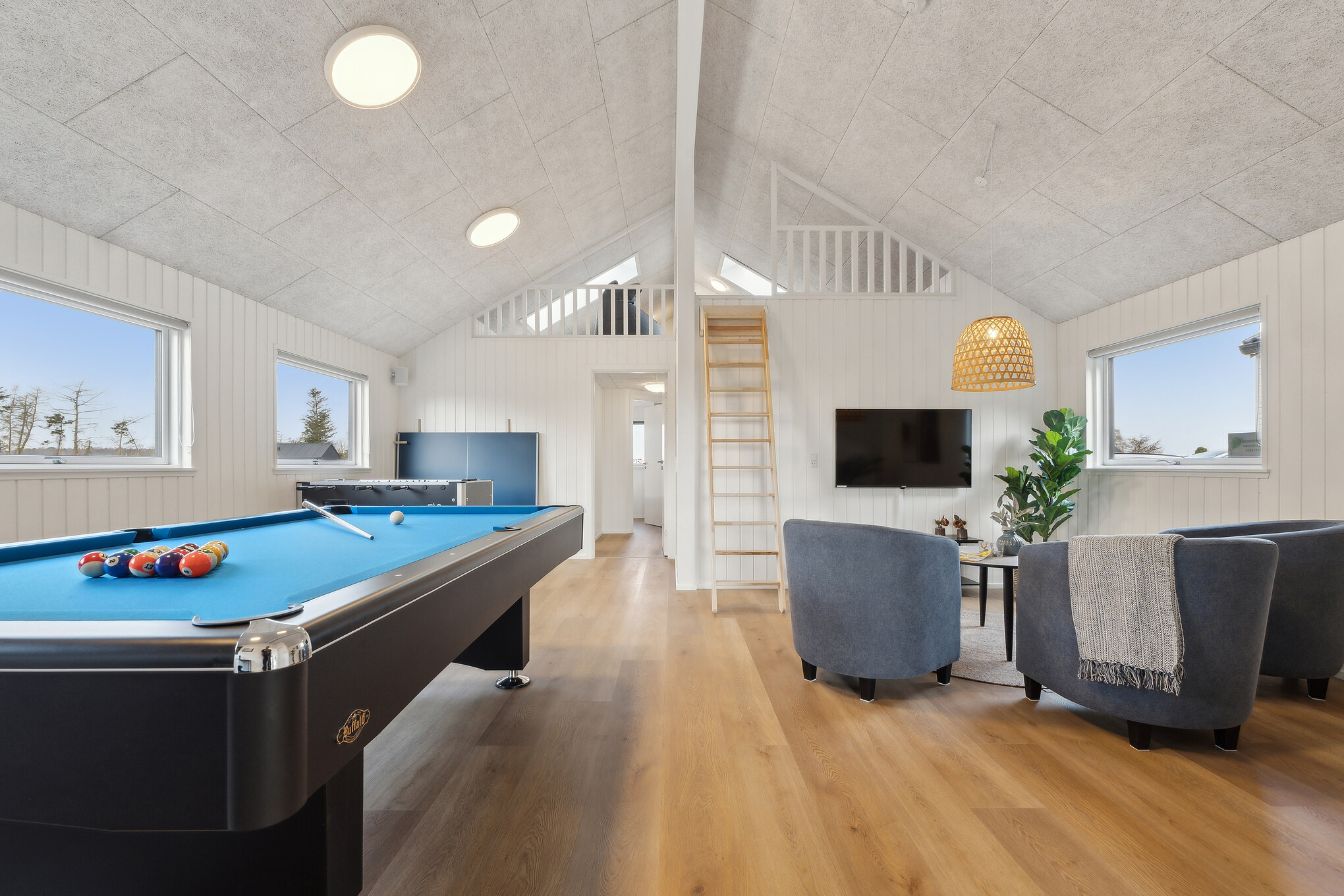 Ud over de mange timer, man kan bruge i husets pool-afdeling, så byder luksushus 665 også på billard/bordtennis og dart