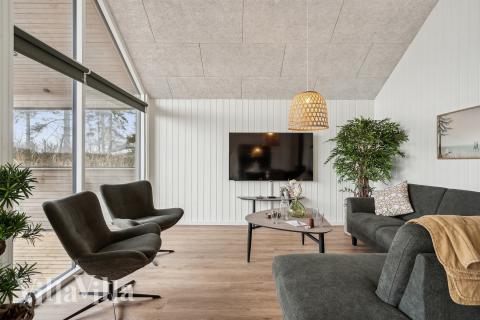 Sofahjørnet i luksushus 648 i Fyn og øer.