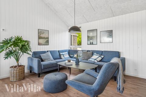 Sofahjørnet i luksushus 657 i Sydjylland.