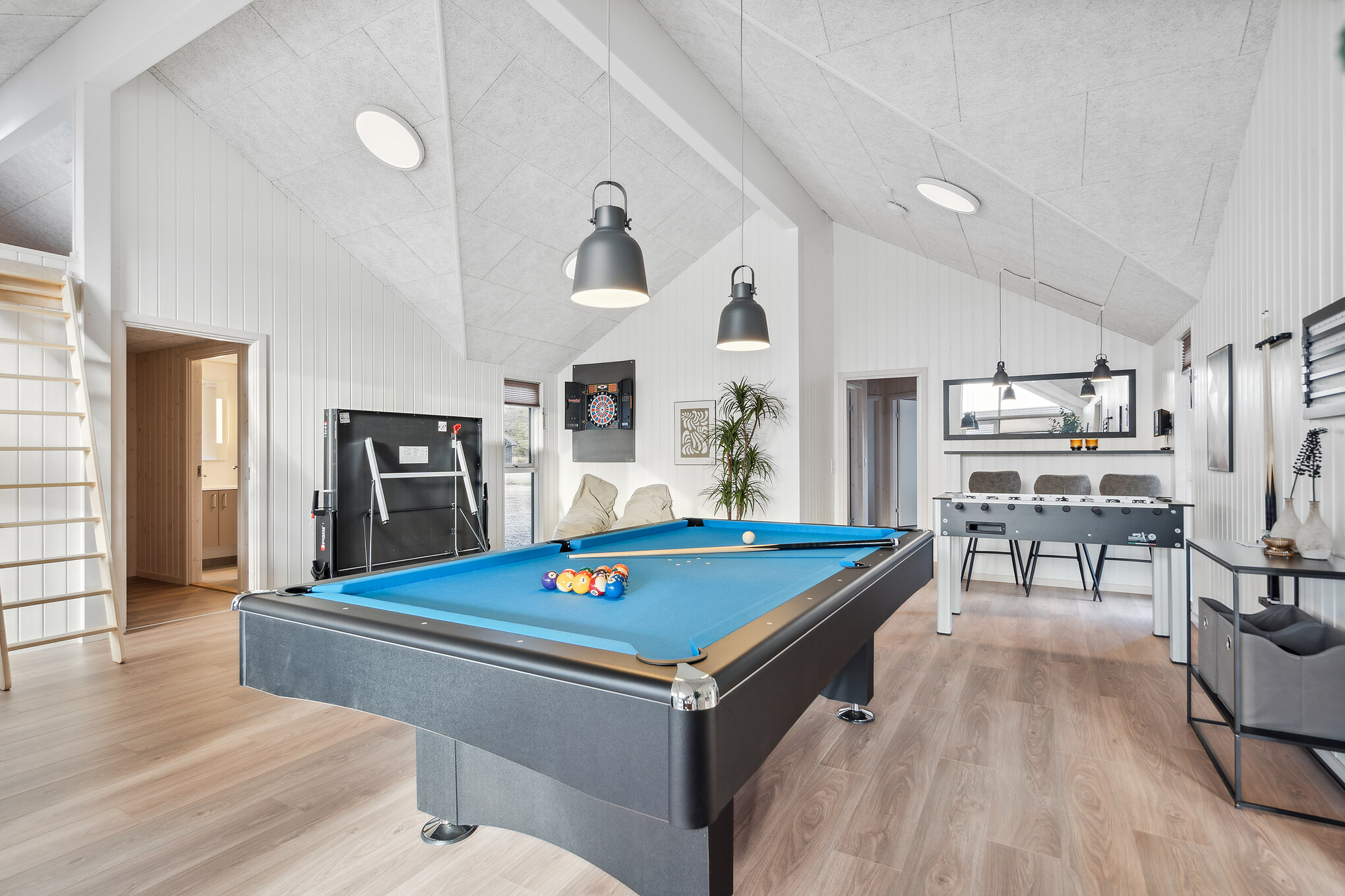 Ud over de mange timer, man kan bruge i husets pool-afdeling, så byder luksushus 699 også på billard/bordtennis og dart
