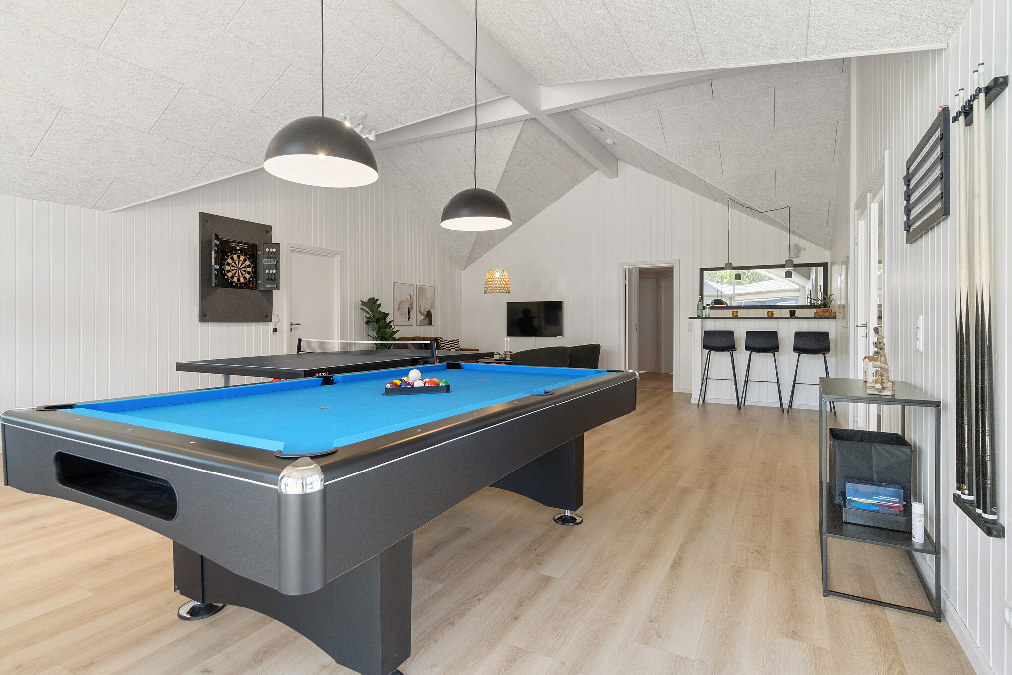 Ud over de mange timer, man kan bruge i husets pool-afdeling, så byder luksushus 807 også på billard/bordtennis og dart