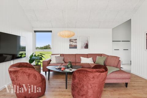 Sofahjørnet i luksushus 695 i Fyn og øer.