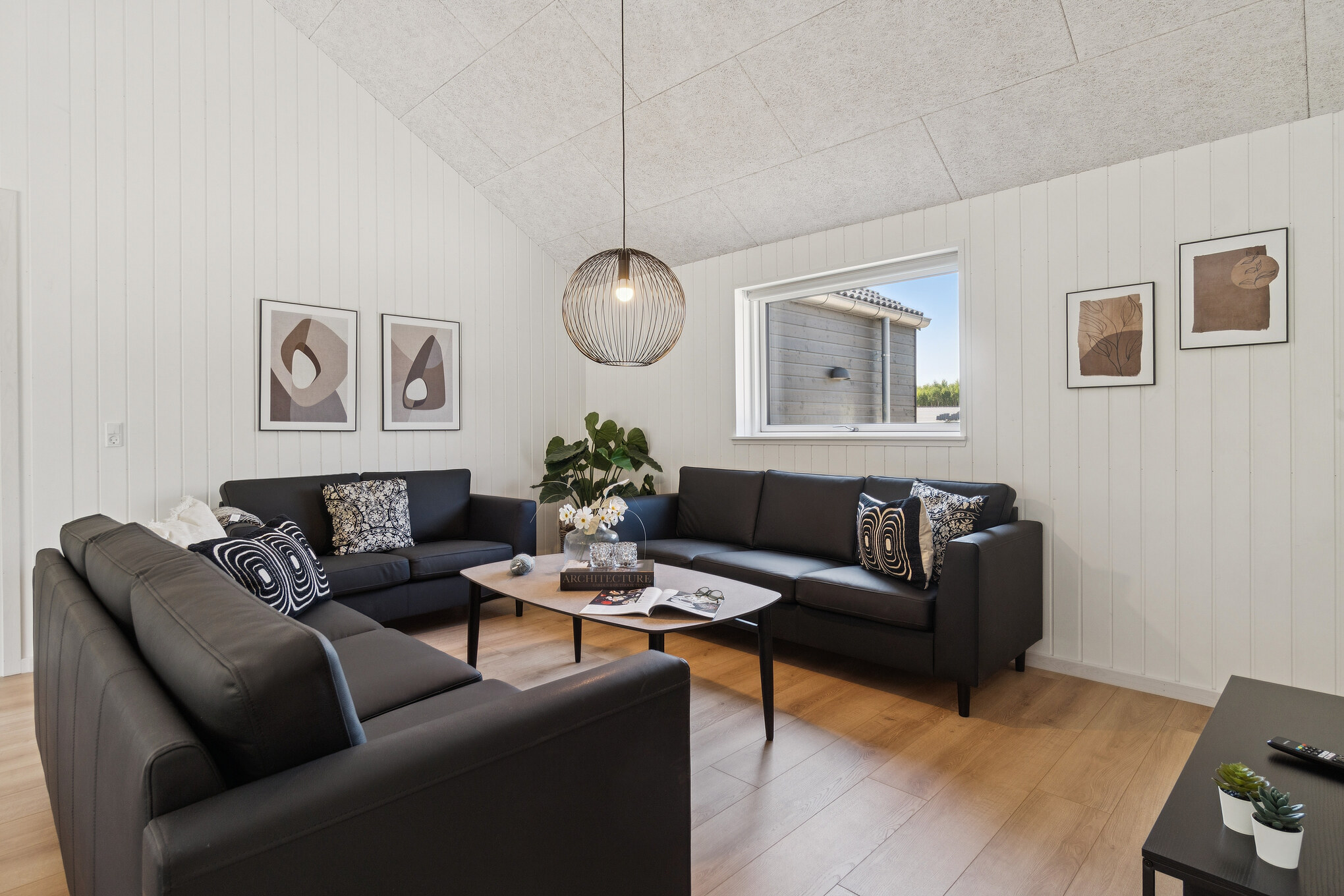 Sofahjørnet i luksushus 815 i Østjylland.