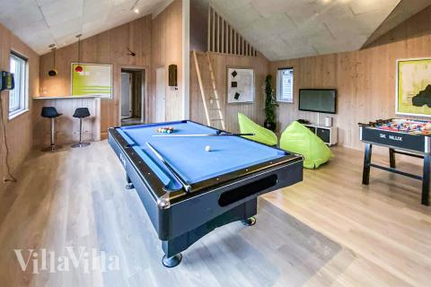 Luksushus 281 til 18 personer byder på et stort aktivitetsrum med bl.a. billard og dart