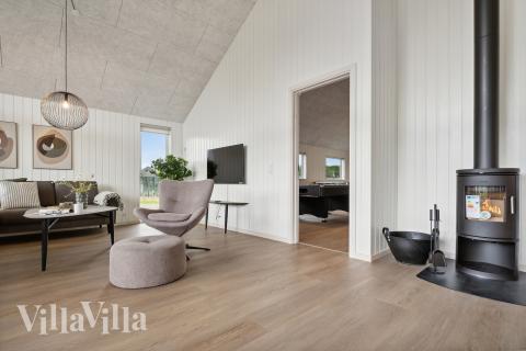 Sofahjørnet i luksushus 907 i Fyn og øer.