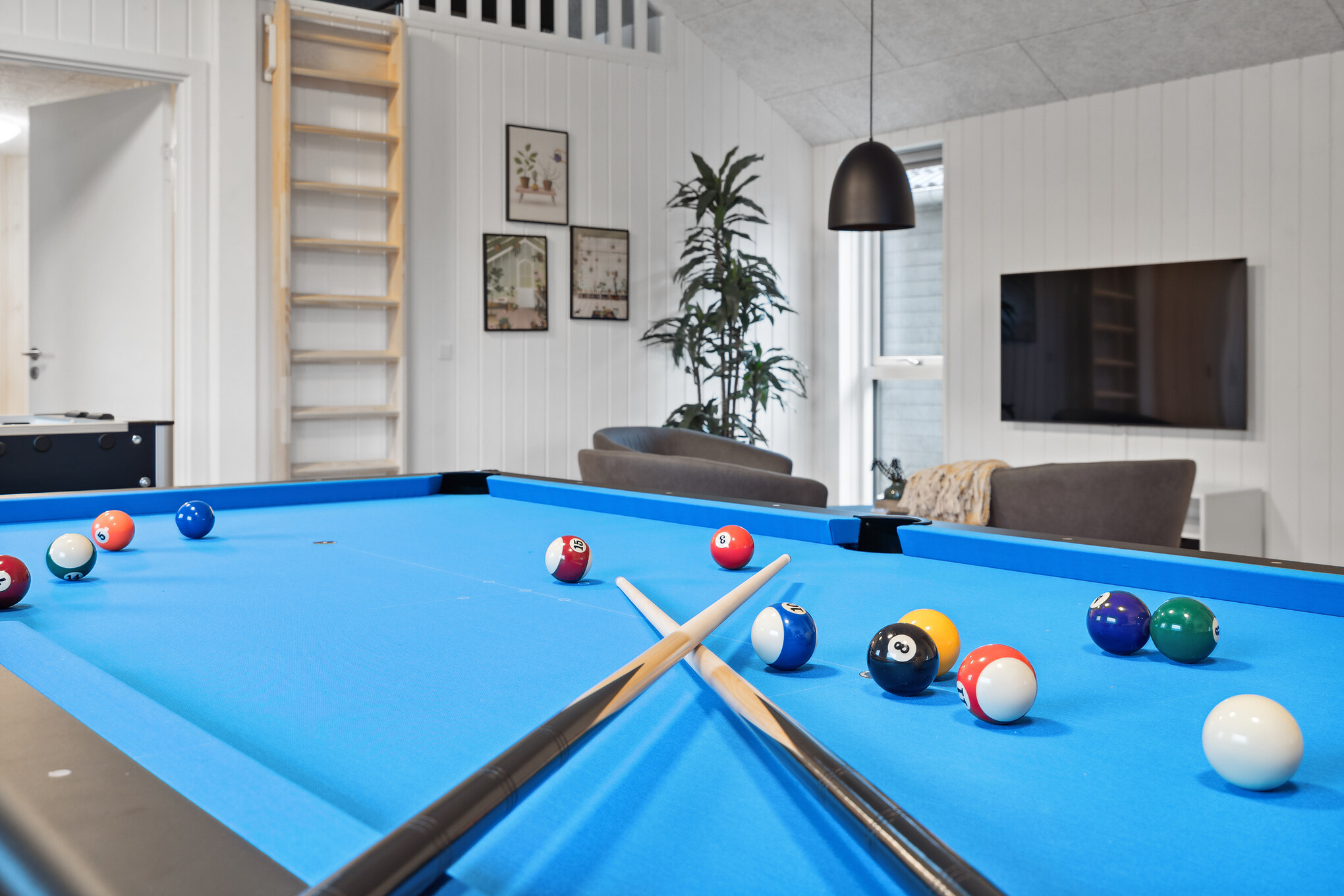 Ud over de mange timer, man kan bruge i husets pool-afdeling, så byder luksushus 906 også på billard/bordtennis og dart