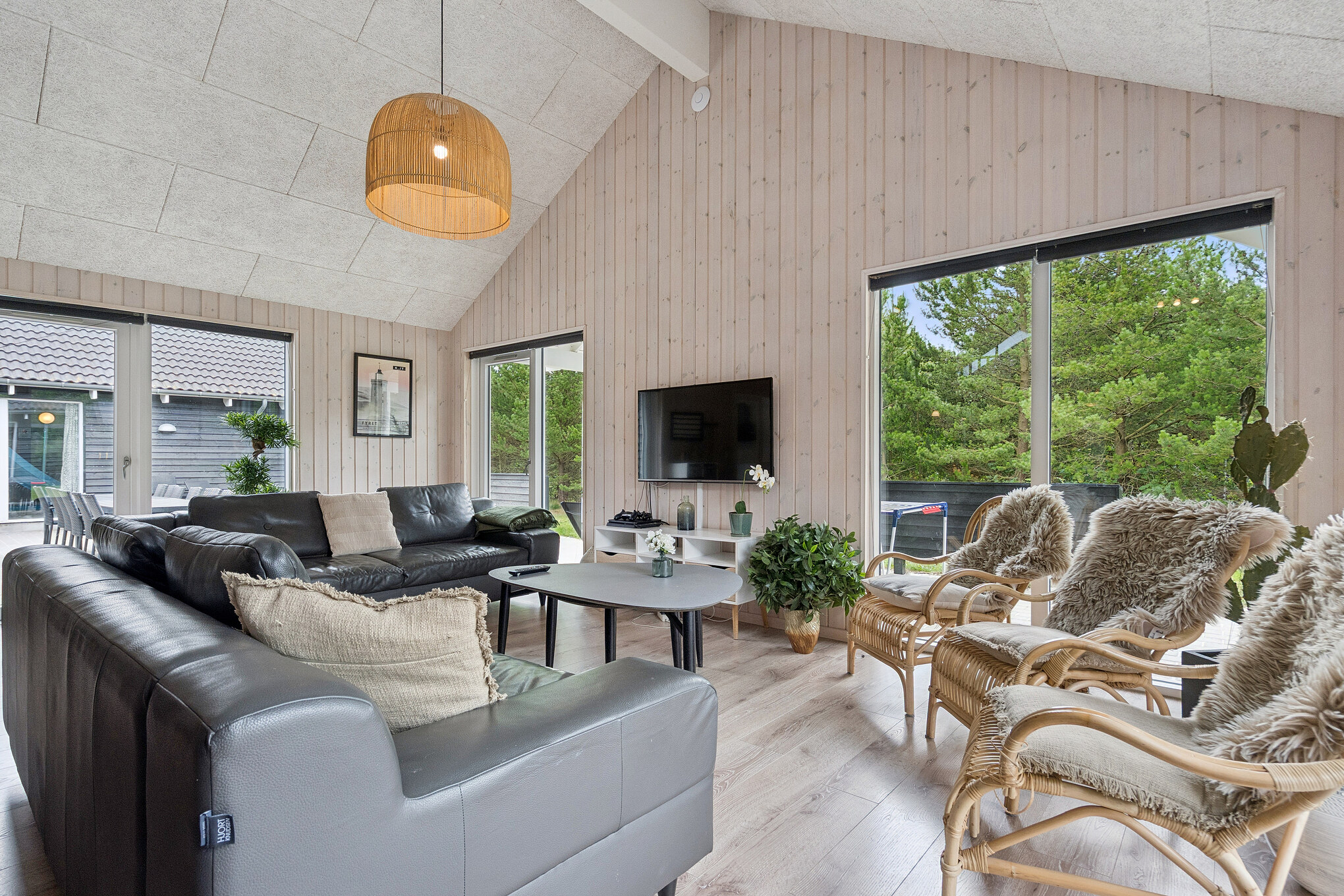 Sofahjørnet i luksushus 387 i Vestjylland.