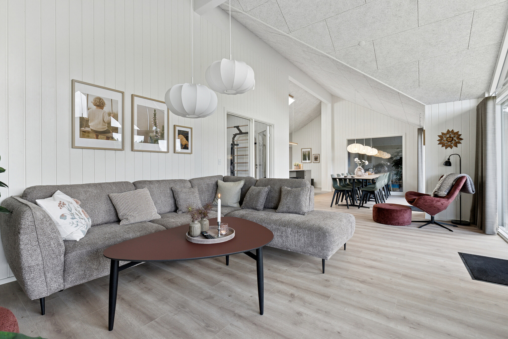 Sofahjørnet i luksushus 698 i Vestjylland.