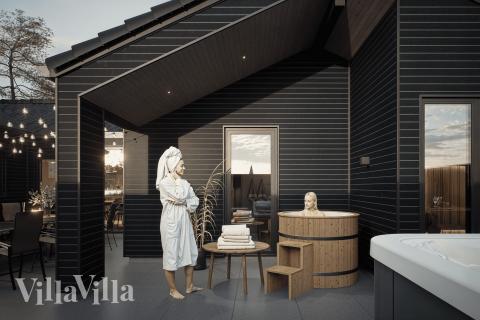 Stor terrasse ved luksushus nr. 931 i Østjylland.