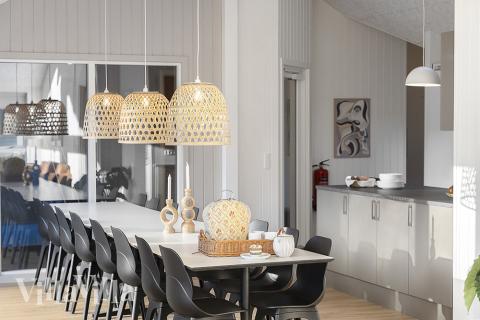 Det store lyse opholdrum i luksushus nr. 802 til 16.