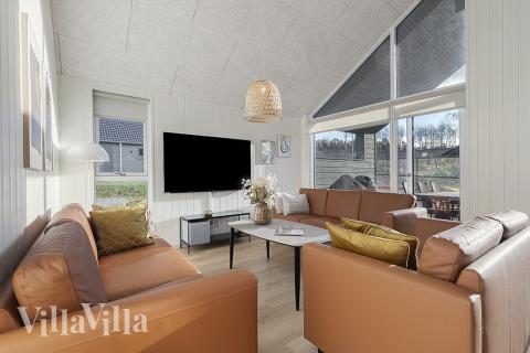 Sofahjørnet i luksushus 802 i Østjylland.