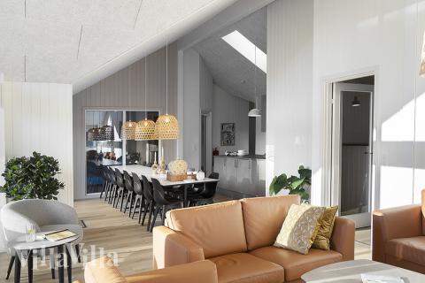 Sofaen i luksushus 802 i Østjylland indbyder til brætspil eller at se en film sammen.