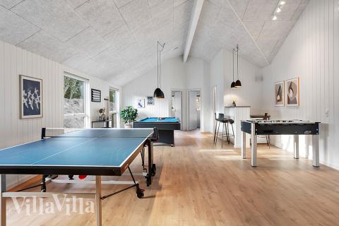 Luksushus 911 til 20 personer byder på et stort aktivitetsrum med bl.a. billard og dart