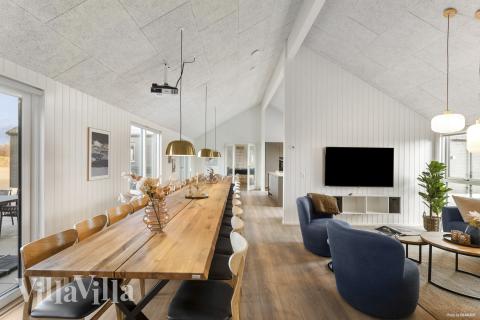 I kan sagtens side 30 personer sammen i sommerhusets opholdsrum, når I besøger luksushus 910 i Lolland/Falster/Møn.