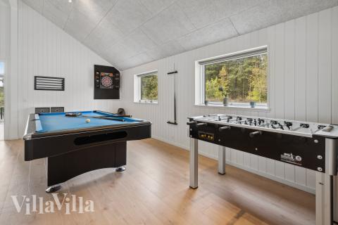Luksushus 915 til 16 personer byder på et stort aktivitetsrum med bl.a. billard og dart