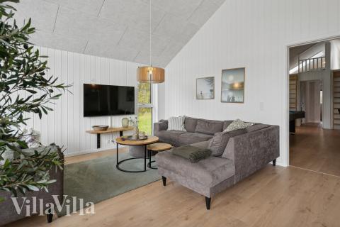 Der er mulighed for hygge i sommerhusets sofaarrangement, når I besøger luksushus nr. 915