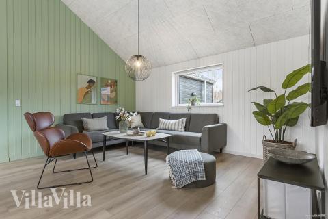 Sofahjørnet i luksushus 814 i Østjylland.