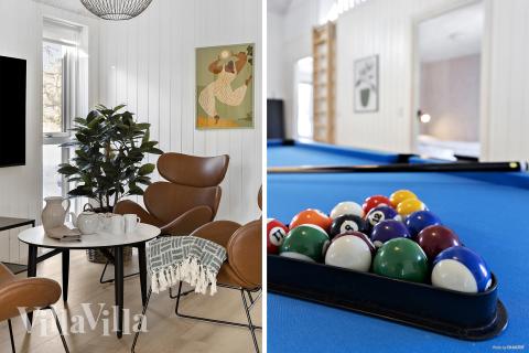 Dyst i sommerhusets aktivitetsrum, når I besøger luksushus nr. 810 i Østjylland.